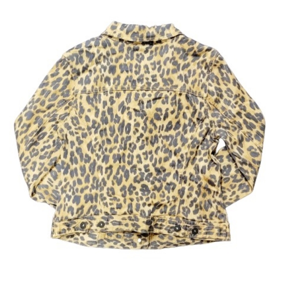 Women's Lepord Print Jean Jacket - Picture 3 of 4